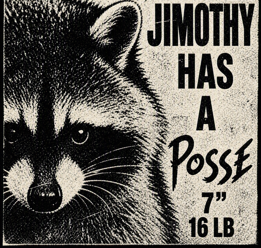 Jimothy Has a Posse — Vintage Raccoon Sticker