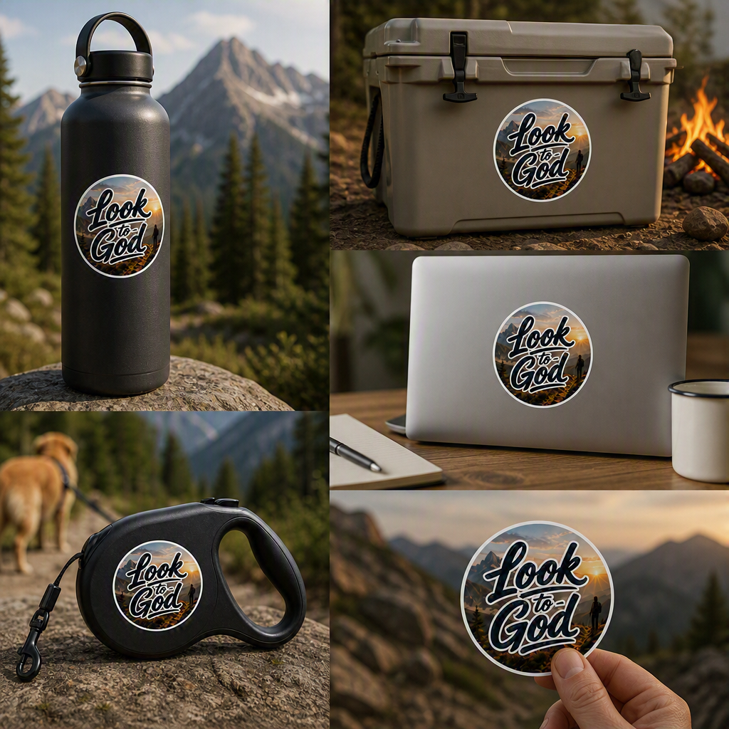 Look to God – Mountain Faith Sticker | Outdoor Adventure Series