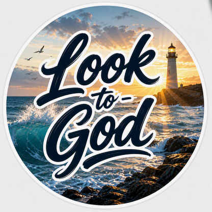 Look to God – Lighthouse Faith Sticker | Coastal Christian Sticker