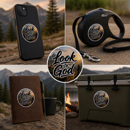 Look to God – Mountain Faith Sticker | Outdoor Adventure Series