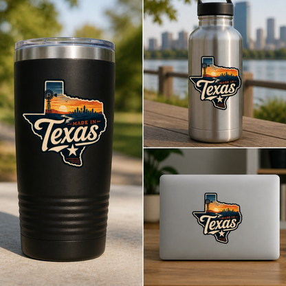 Made in Texas — Sunset Windmill Die‑Cut Sticker
