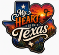 My Heart Is in Texas — Sunset Windmill Die‑Cut Sticker